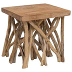 Tavolino quadrato, marrone, base in legno incrociata, 1 pezzo