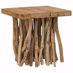 Tavolino quadrato, marrone, base in legno incrociata, 1 pezzo