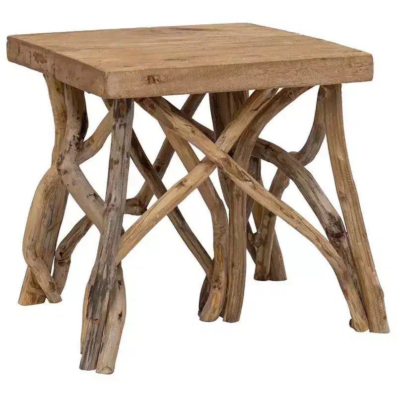 Tavolino quadrato, marrone, base in legno incrociata, 1 pezzo