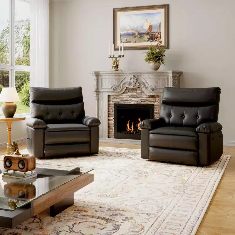 Ampia poltrona reclinabile manuale con calore e massaggio, in pelle PU – Beige/Nero/Caffè/Grigio/Retrò/Marrone chiaro, seduta singola