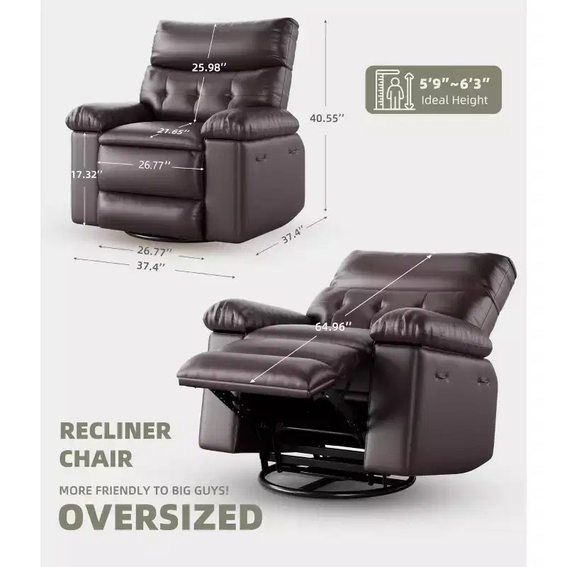 Ampia poltrona reclinabile manuale con calore e massaggio, in pelle PU – Beige/Nero/Caffè/Grigio/Retrò/Marrone chiaro, seduta singola