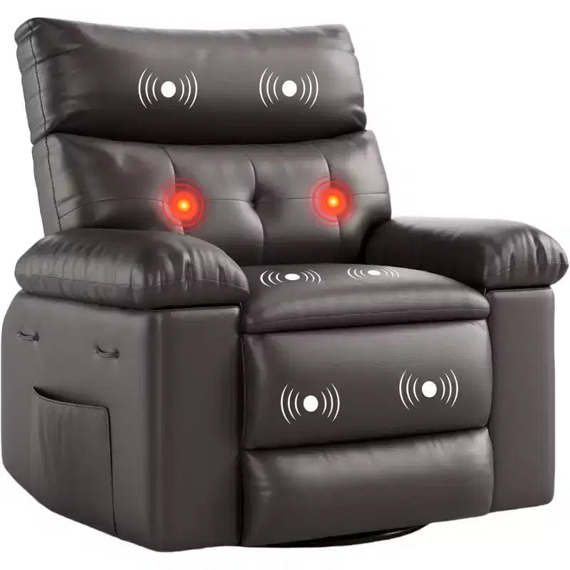 Ampia poltrona reclinabile manuale con calore e massaggio, in pelle PU – Beige/Nero/Caffè/Grigio/Retrò/Marrone chiaro, seduta singola