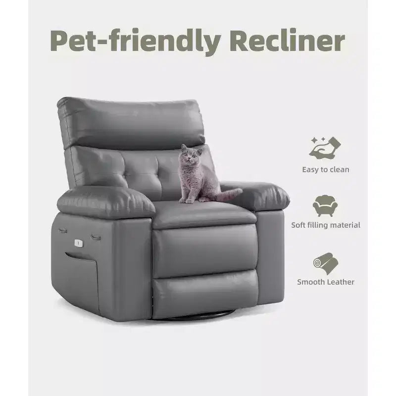 Ampia poltrona reclinabile manuale con calore e massaggio, in pelle PU – Beige/Nero/Caffè/Grigio/Retrò/Marrone chiaro, seduta singola