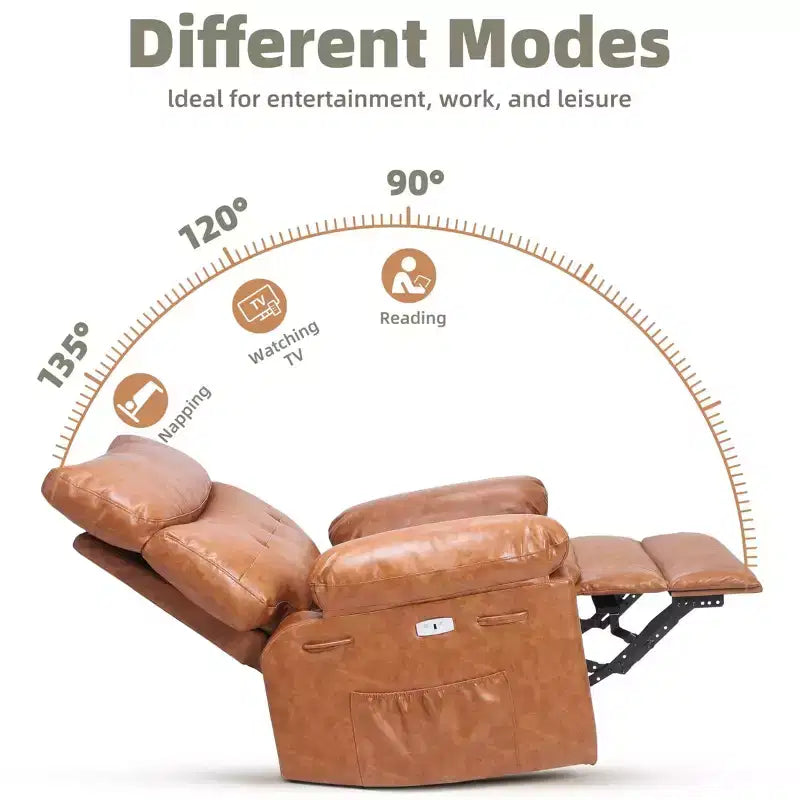 Ampia poltrona reclinabile manuale con calore e massaggio, in pelle PU – Beige/Nero/Caffè/Grigio/Retrò/Marrone chiaro, seduta singola