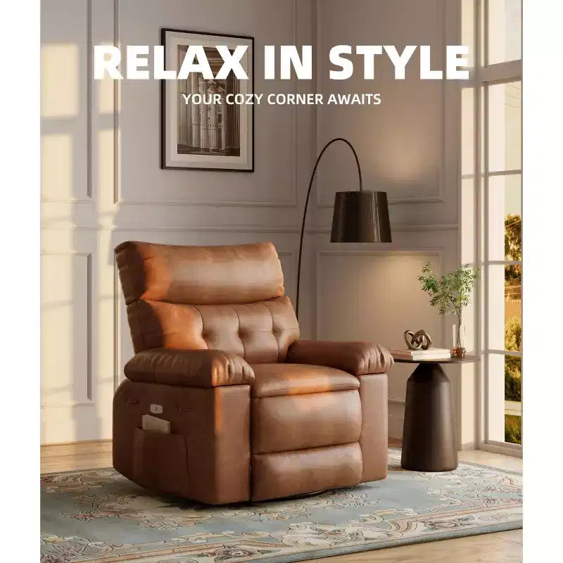 Ampia poltrona reclinabile manuale con calore e massaggio, in pelle PU – Beige/Nero/Caffè/Grigio/Retrò/Marrone chiaro, seduta singola