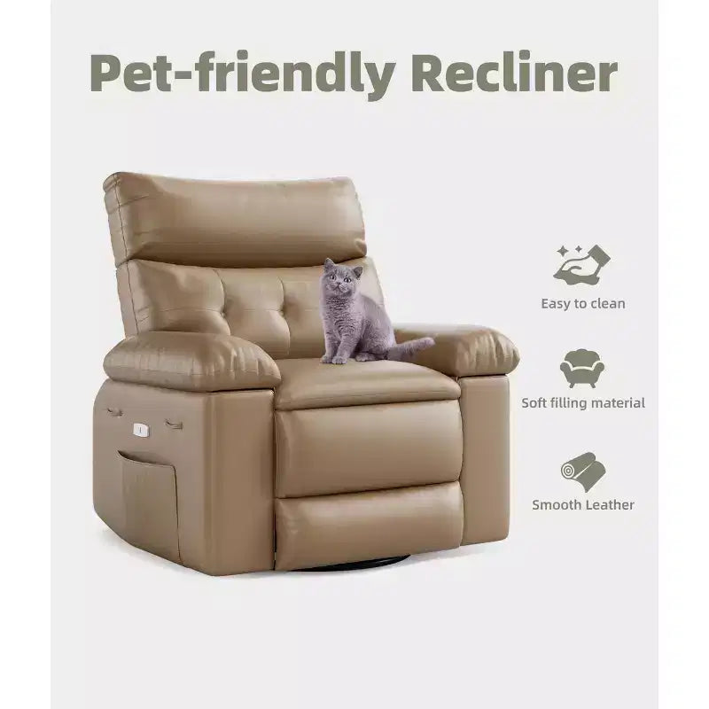 Ampia poltrona reclinabile manuale con calore e massaggio, in pelle PU – Beige/Nero/Caffè/Grigio/Retrò/Marrone chiaro, seduta singola