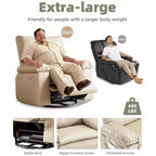 Ampia poltrona reclinabile manuale con calore e massaggio, in pelle PU – Beige/Nero/Caffè/Grigio/Retrò/Marrone chiaro, seduta singola