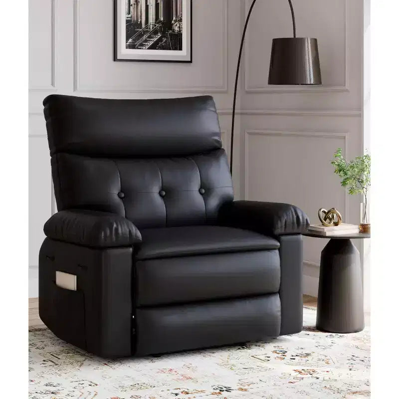 Ampia poltrona reclinabile manuale con calore e massaggio, in pelle PU – Beige/Nero/Caffè/Grigio/Retrò/Marrone chiaro, seduta singola