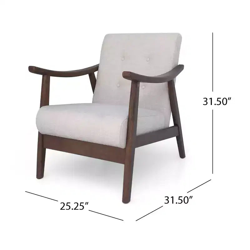 Poltrona trapuntata beige, struttura in metallo marrone, schienale basso, 1 posto