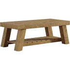 Lantine 47.24 Wood Coffee Table, Farmhouse 2-Tier Rectangular Center Tables for Living Room, Apartment, Home
