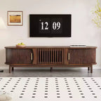Mobile TV in legno naturale con contenitore, marrone, montaggio a 1 persona, adatto per TV fino a 75"