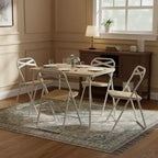Sedia Pieghevole Faggio/Beige, Telaio in Metallo e Sedile in MDF, Set da 4/6