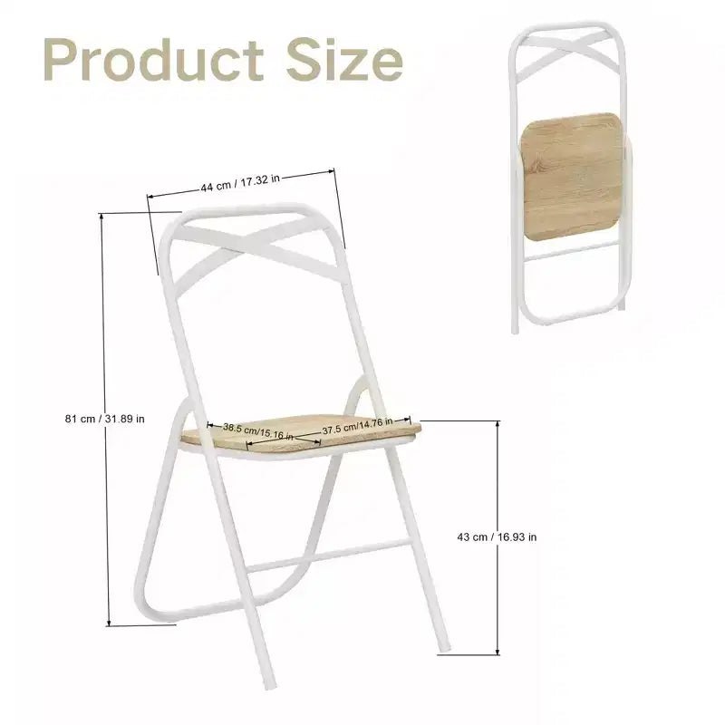 Sedia Pieghevole Faggio/Beige, Telaio in Metallo e Sedile in MDF, Set da 4/6