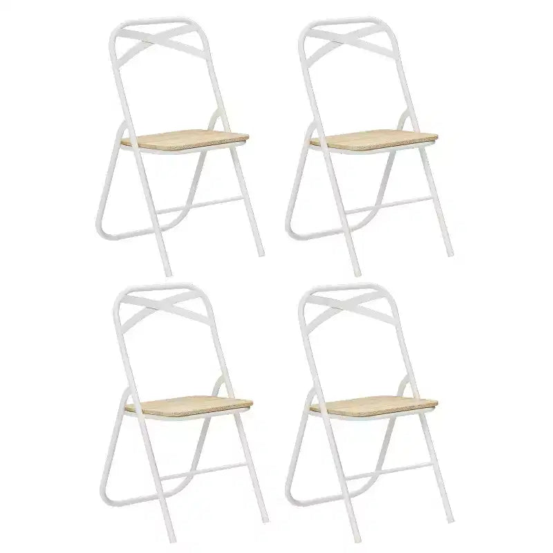 FurnitureR Folding Chair with MDF Wood Seat and Sturdy Metal Frame, Lightweight Space-Saving Foldable Chair for Dining, Patio & Extra Seating