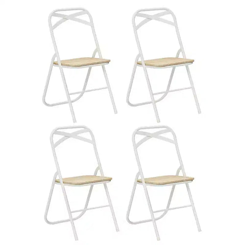 FurnitureR Folding Chair with MDF Wood Seat and Sturdy Metal Frame, Lightweight Space-Saving Foldable Chair for Dining, Patio & Extra Seating
