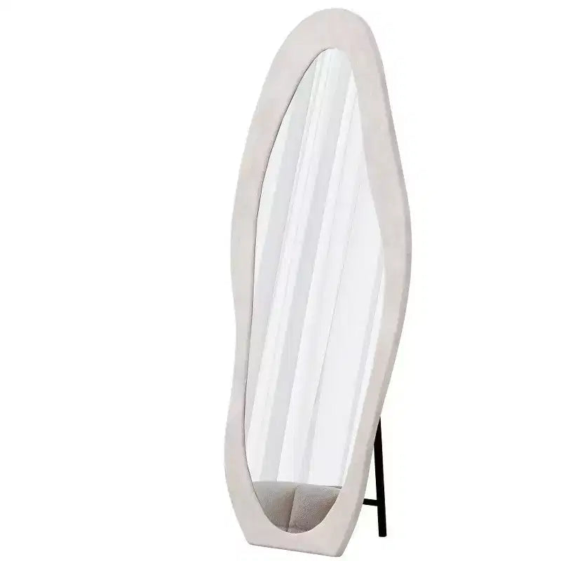 Specchio ondulato a figura intera nero/rosa antico/bianco – Cornice in velluto, da appoggio o da parete, per 1