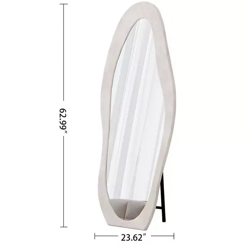 Specchio ondulato a figura intera nero/rosa antico/bianco – Cornice in velluto, da appoggio o da parete, per 1