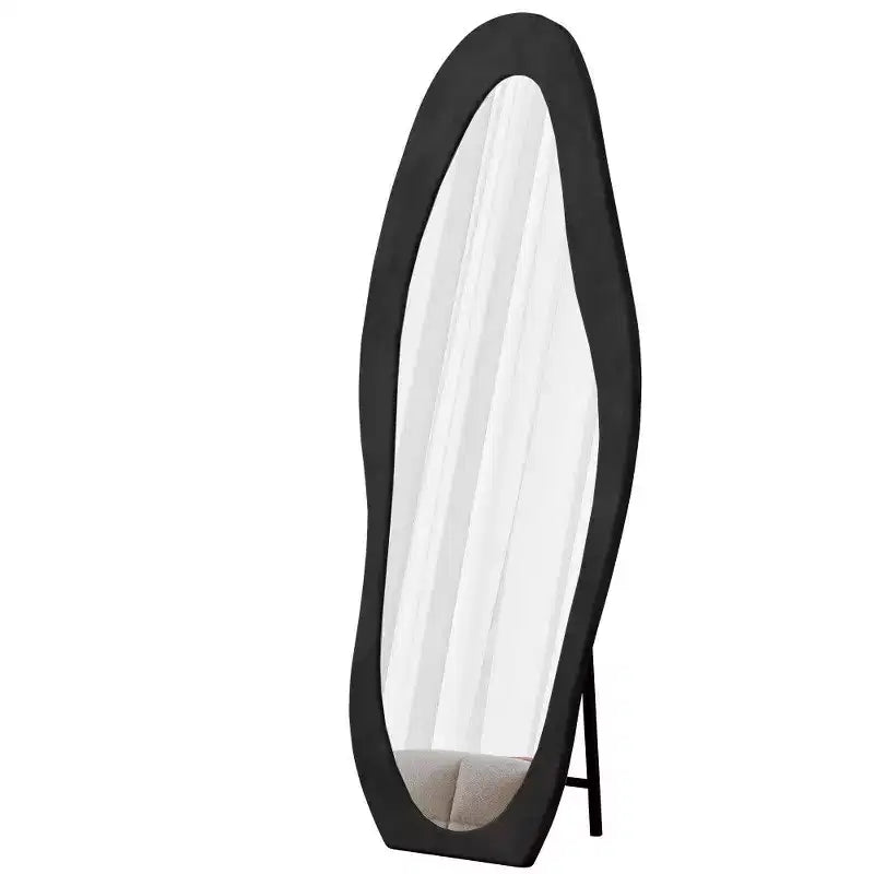 Specchio ondulato a figura intera nero/rosa antico/bianco – Cornice in velluto, da appoggio o da parete, per 1