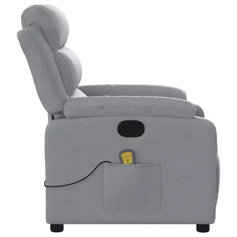 Poltrona reclinabile da massaggio in poliestere nero/grigio scuro/grigio chiaro, reclinazione manuale a spinta, singola