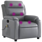 vidaXL Massage Recliner Chair Light grey Polyester Single