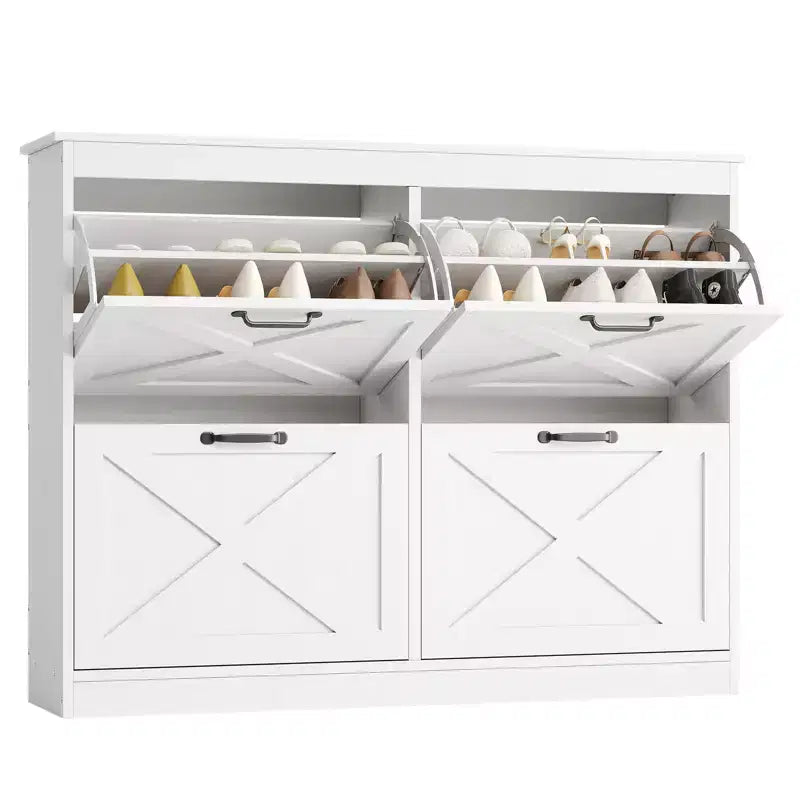 Garvee Shoe Storage Cabinet with 4 Flip Drawers, Shoe Storage Organizer Cabinet, Freestanding Wood Shoe Rack Cabinet for Entryway, Hallway, Foyer