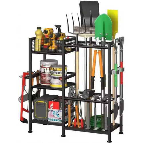 Garden Tool Organizer,Heavy Duty 3-Tier Garage Tool Storage With Shelves&Long-Handled Slots,Freestanding Tool Organizers and Storage for Yard Lawn