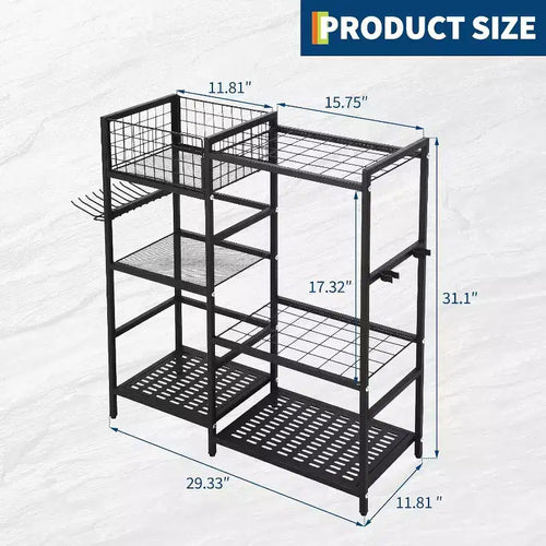 Organizzatore per attrezzi da giardino autoportante a 3 ripiani – Argento, multi-scomparto, per singolo utente