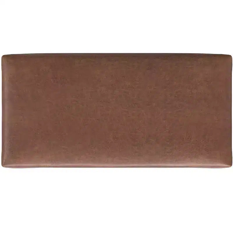 Poggiapiedi contenitore rettangolare in similpelle marrone invecchiato, stile moderno di metà secolo, 1-2 posti, larghezza 122 cm