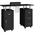 Acekool Manicure Table Gray/Black, Nail Desk with Storage, Lockable Wheels & Dust Collector for Salon or Spa