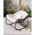 COZONY Indoor/Outdoor Rocking Egg Chair, Wicker Papasan Chair with Padded Cushion