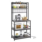 Scaffale da Panettiere Industriale Grigio con Presa Elettrica e 10 Ganci, Scaffale da Cucina a 5 Ripiani