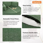 Poltrona girevole rotonda beige/verde/grigia/rossa con 3 cuscini, seduta singola