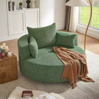 Poltrona girevole rotonda beige/verde/grigia/rossa con 3 cuscini, seduta singola