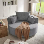 Poltrona girevole rotonda beige/verde/grigia/rossa con 3 cuscini, seduta singola