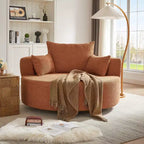 Poltrona girevole rotonda beige/verde/grigia/rossa con 3 cuscini, seduta singola