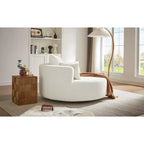 Poltrona girevole rotonda beige/verde/grigia/rossa con 3 cuscini, seduta singola