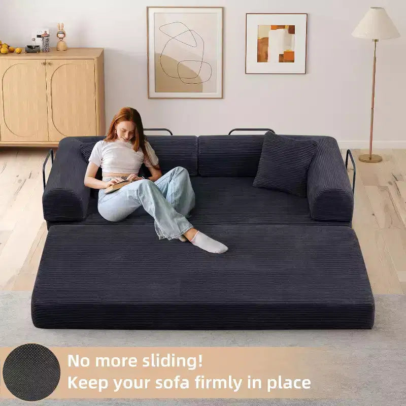 Divano letto futon convertibile 4 in 1, velluto a coste, 2 posti, vari colori