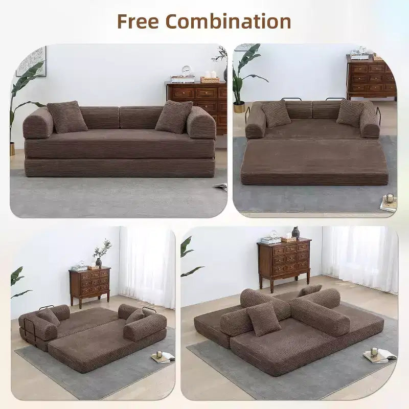 Divano letto futon convertibile 4 in 1, velluto a coste, 2 posti, vari colori