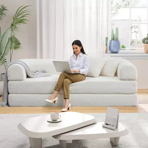 Divano letto futon convertibile 4 in 1, velluto a coste, 2 posti, vari colori