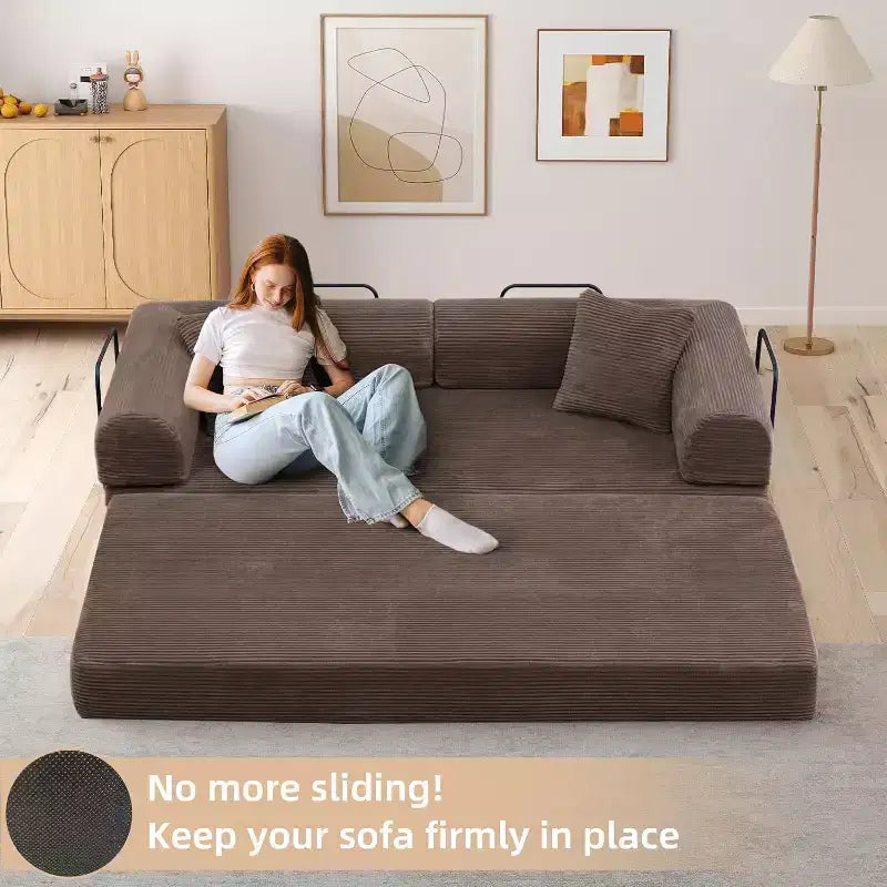 Divano letto futon convertibile 4 in 1, velluto a coste, 2 posti, vari colori