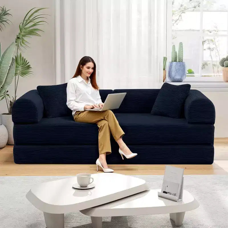 Divano letto futon convertibile 4 in 1, velluto a coste, 2 posti, vari colori