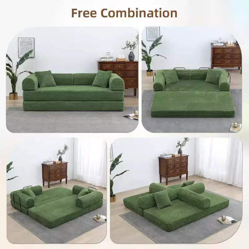 Divano letto futon convertibile 4 in 1, velluto a coste, 2 posti, vari colori