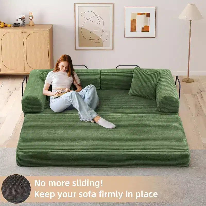 Divano letto futon convertibile 4 in 1, velluto a coste, 2 posti, vari colori