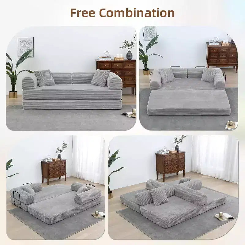 Divano letto futon convertibile 4 in 1, velluto a coste, 2 posti, vari colori