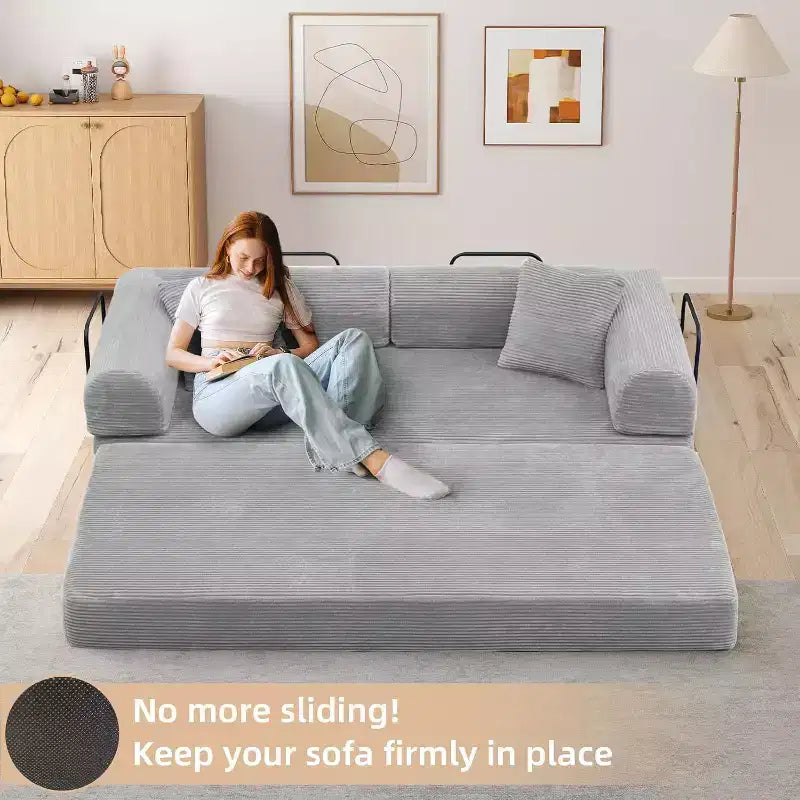 Divano letto futon convertibile 4 in 1, velluto a coste, 2 posti, vari colori