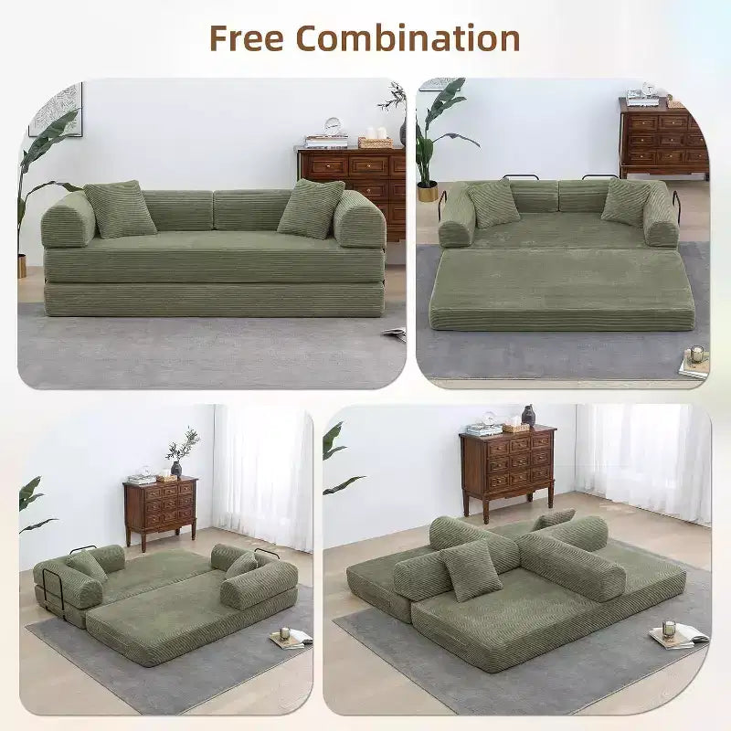 Divano letto futon convertibile 4 in 1, velluto a coste, 2 posti, vari colori