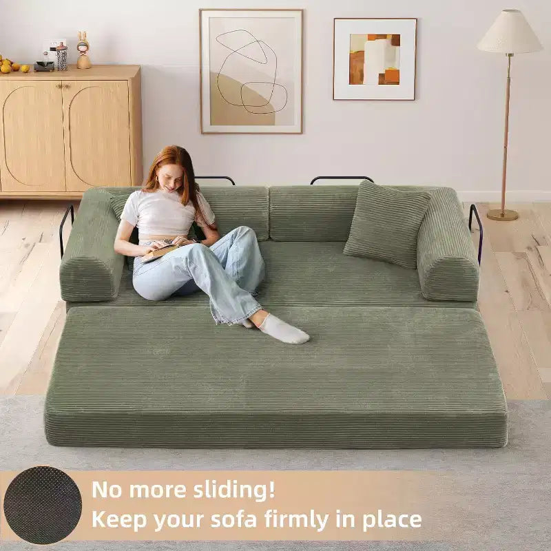 Divano letto futon convertibile 4 in 1, velluto a coste, 2 posti, vari colori