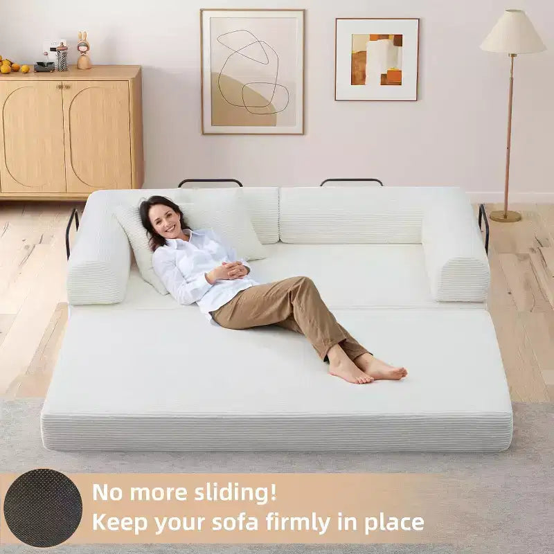 Divano letto futon convertibile 4 in 1, velluto a coste, 2 posti, vari colori