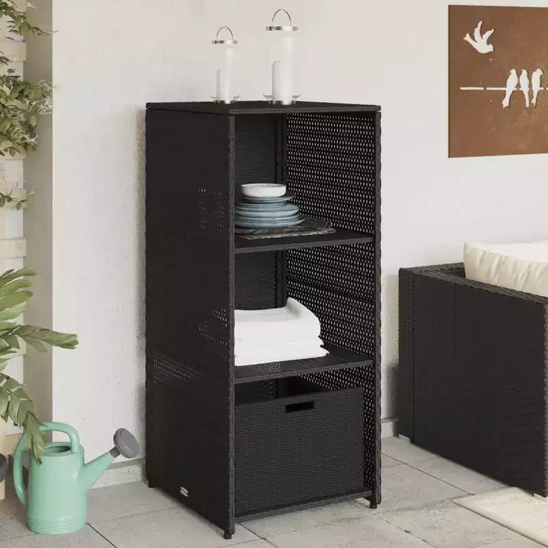 Mobile Contenitore da Esterno in Polyrattan Beige/Nero/Marrone/Grigio, 2 Ante, Montaggio 1 Persona