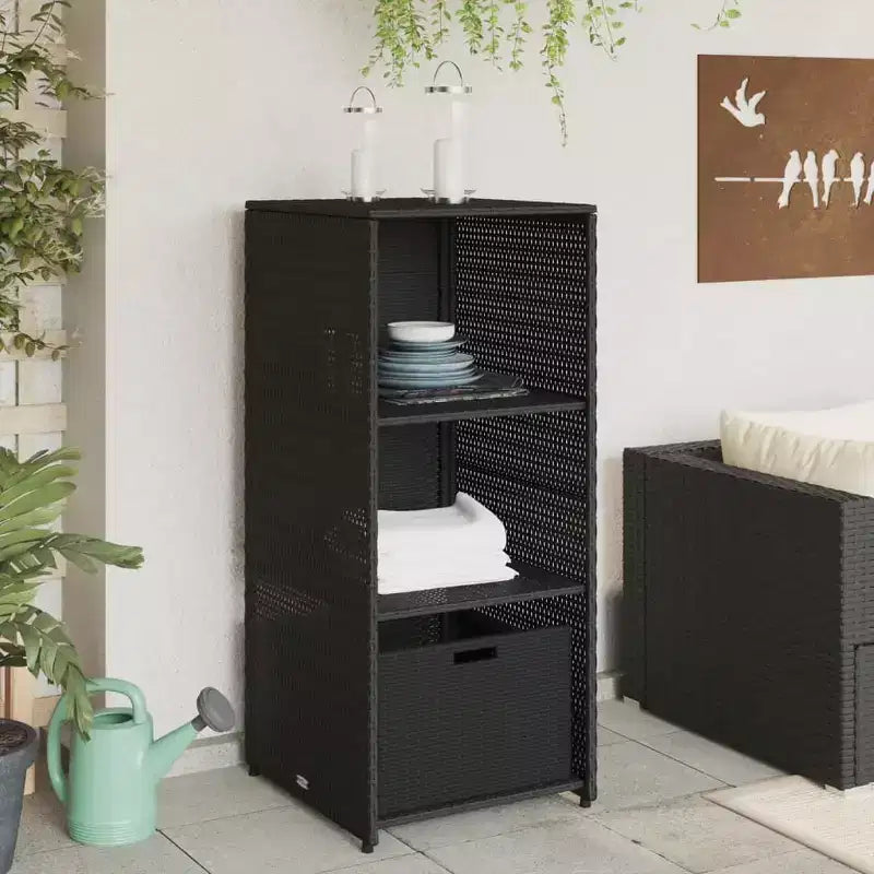 Mobile Contenitore da Esterno in Polyrattan Beige/Nero/Marrone/Grigio, 2 Ante, Montaggio 1 Persona